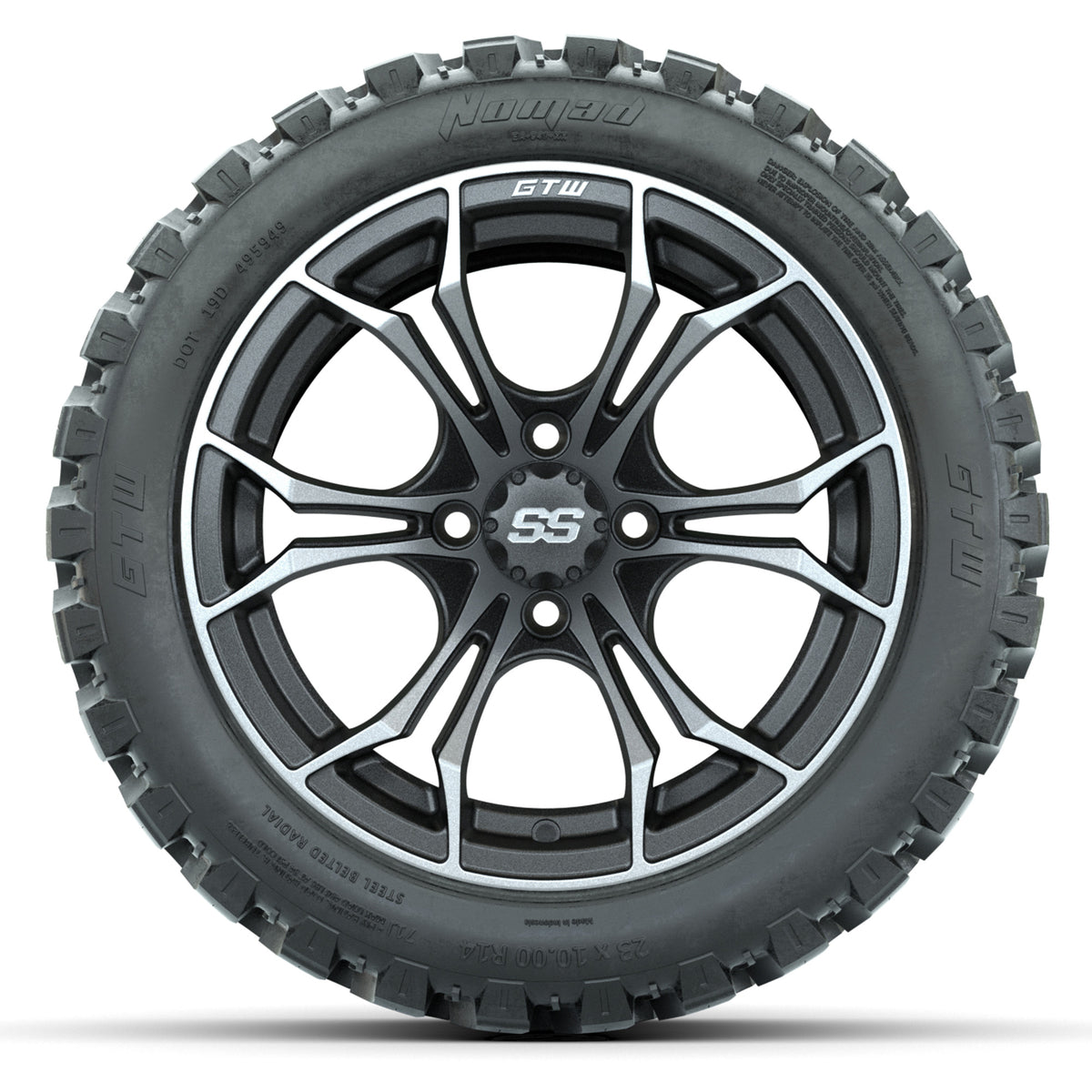 GTW Spyder Matte Grey 14" Wheels with 23x10-14 GTW Nomad All-Terrain Tires Full Set