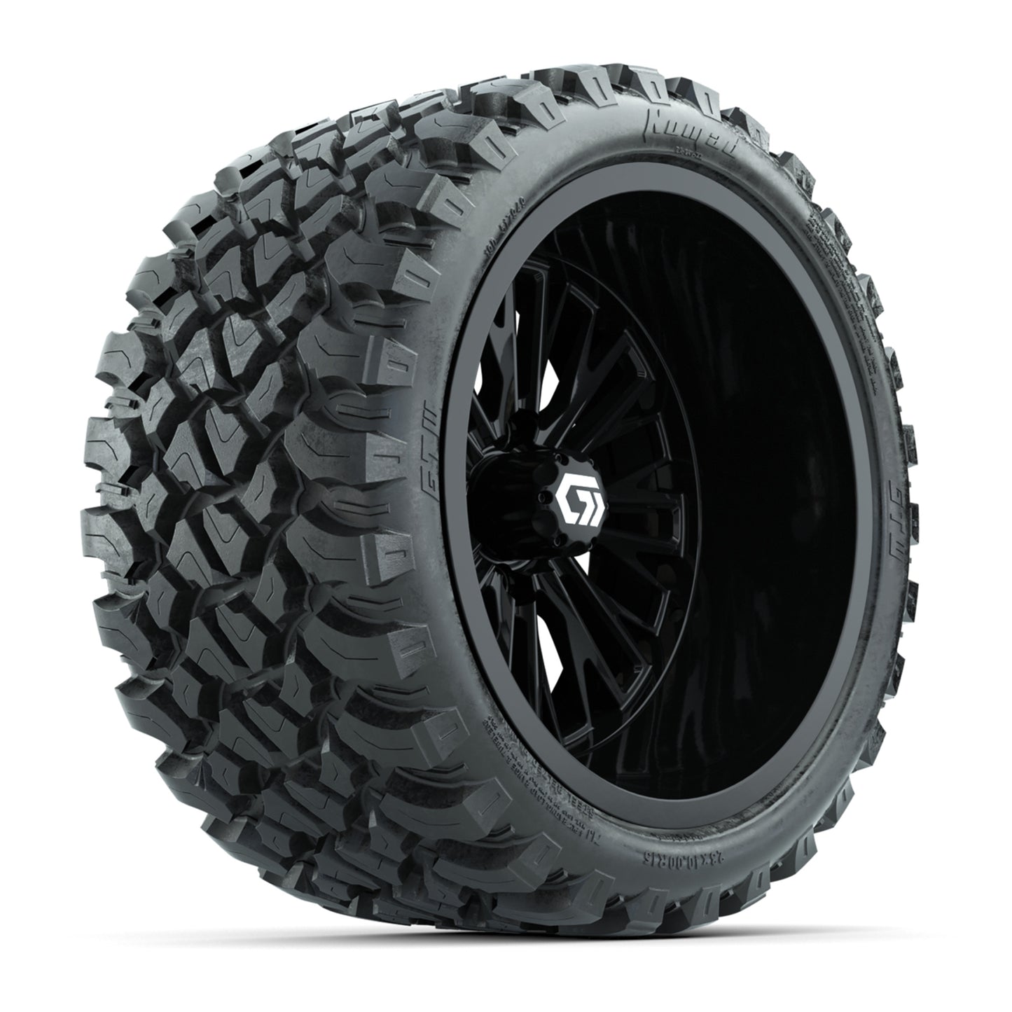 GTW Viper Gloss Black 15" Golf Cart Wheels & 23X10-R15 Nomad A/T Tires – Set of 4