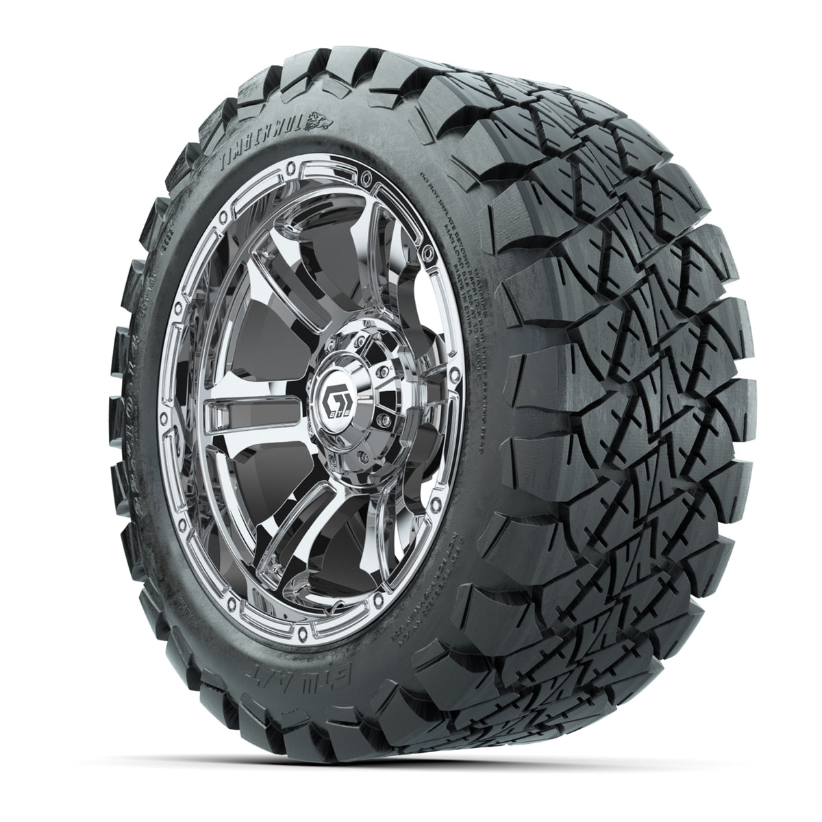 GTW® Shogun Chrome 14 in Wheels with 22x10-14 Timberwolf All-Terrain Tires Full Set