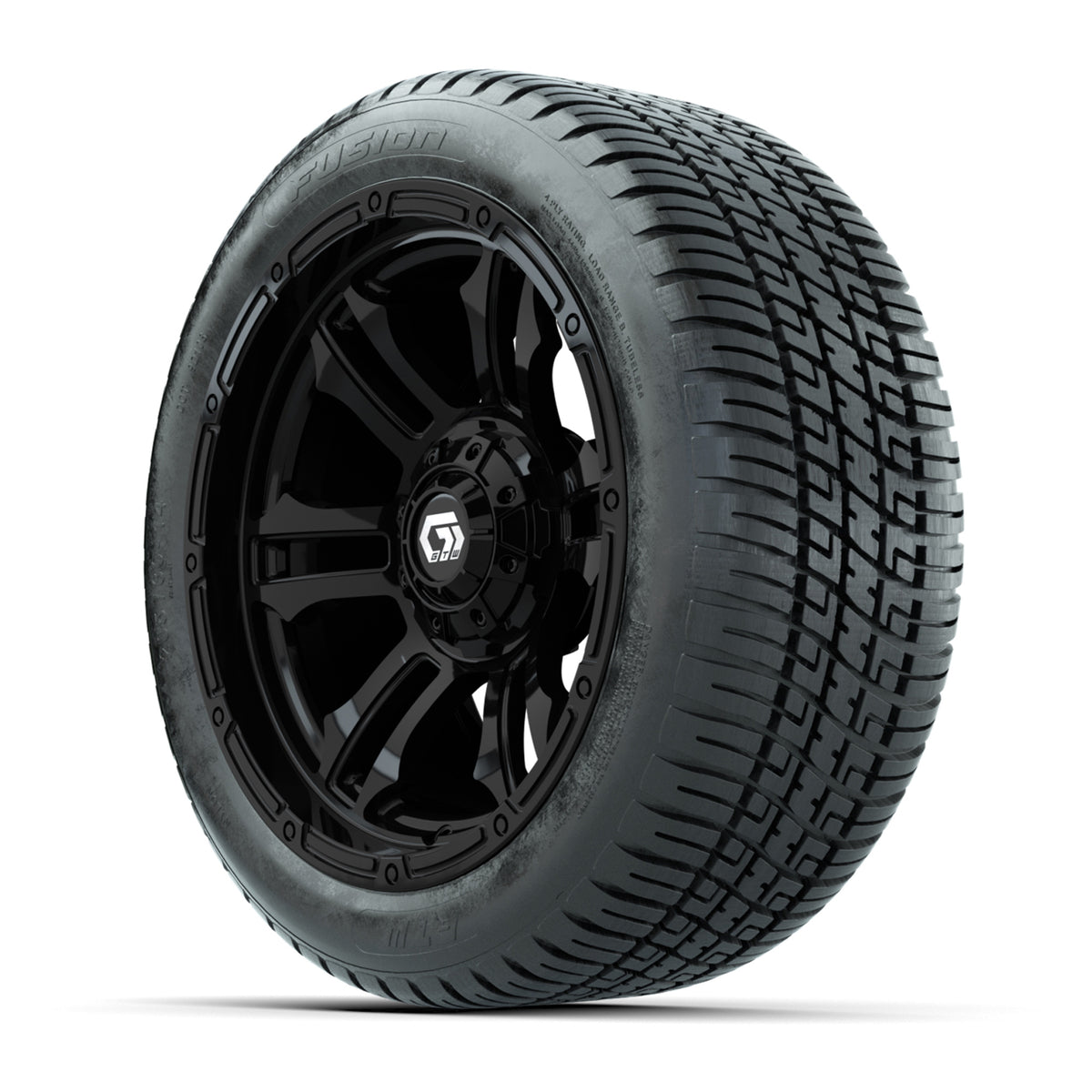 GTW® Shogun Gloss Black 14 in Wheels with 205/30-14 Fusion Street Tires Full Set