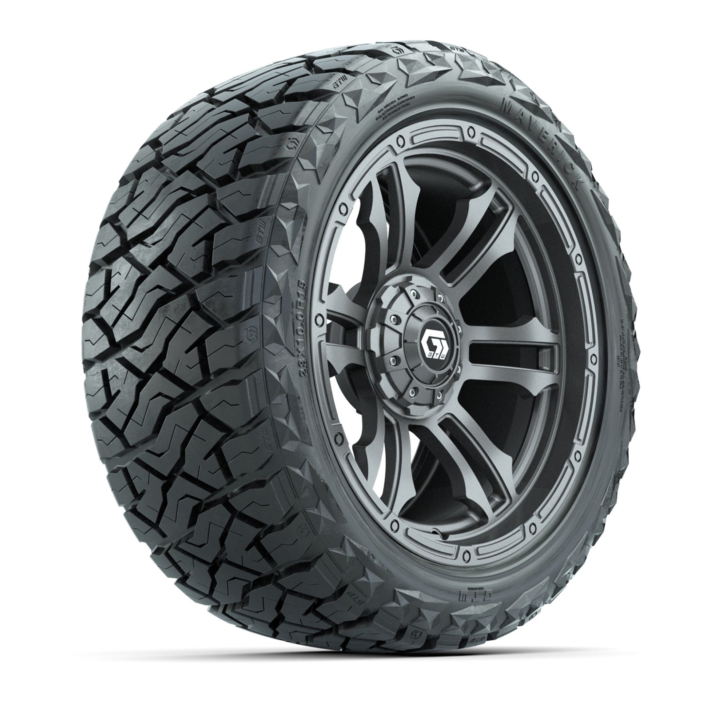 GTW Shogun Gloss Gunmetal 15" Wheels & 23x10.00-R15 Maverick All-Terrain Tires – Set of 4