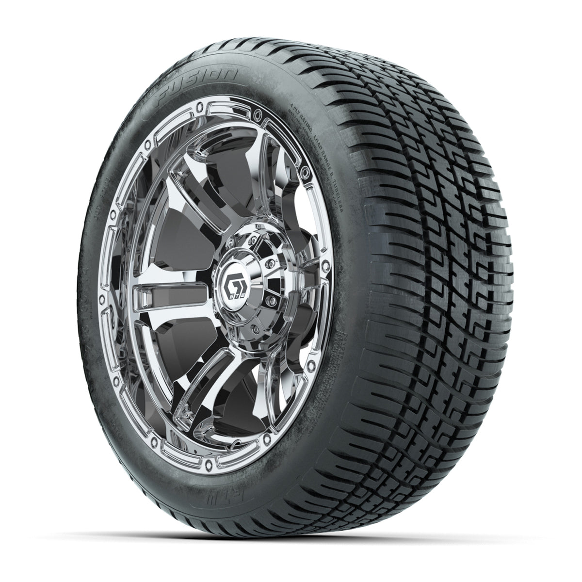 GTW® Shogun Chrome 14 in Wheels with 205/30-14 Fusion Street Tires Full Set