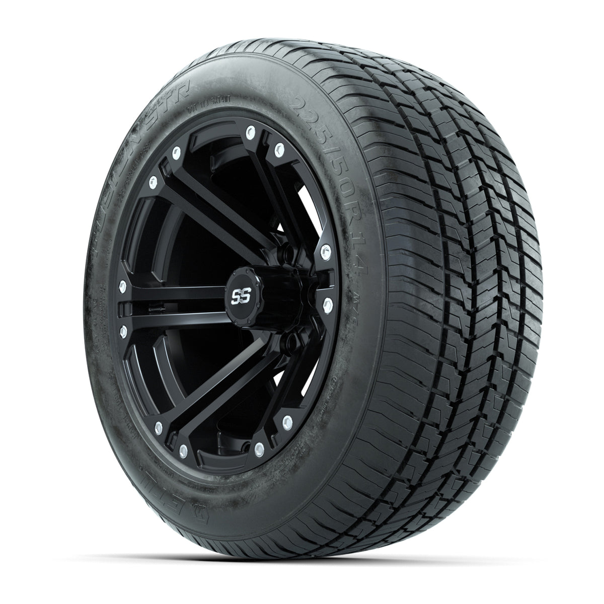 GTW® Specter Matte Black 14" Wheels with 255/50-R14 Fusion STR DOT Approved Street Tires - Full Set