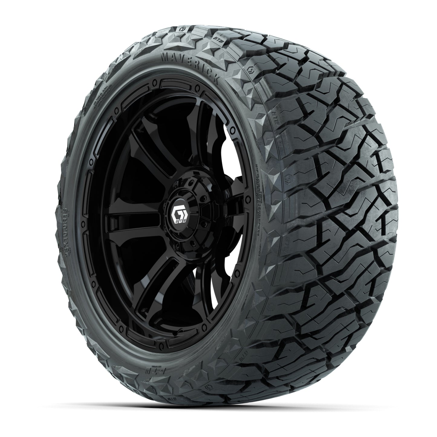 GTW Shogun Gloss Black 15" Wheels & 23x10.00-R15 Maverick All-Terrain Tires – Set of 4