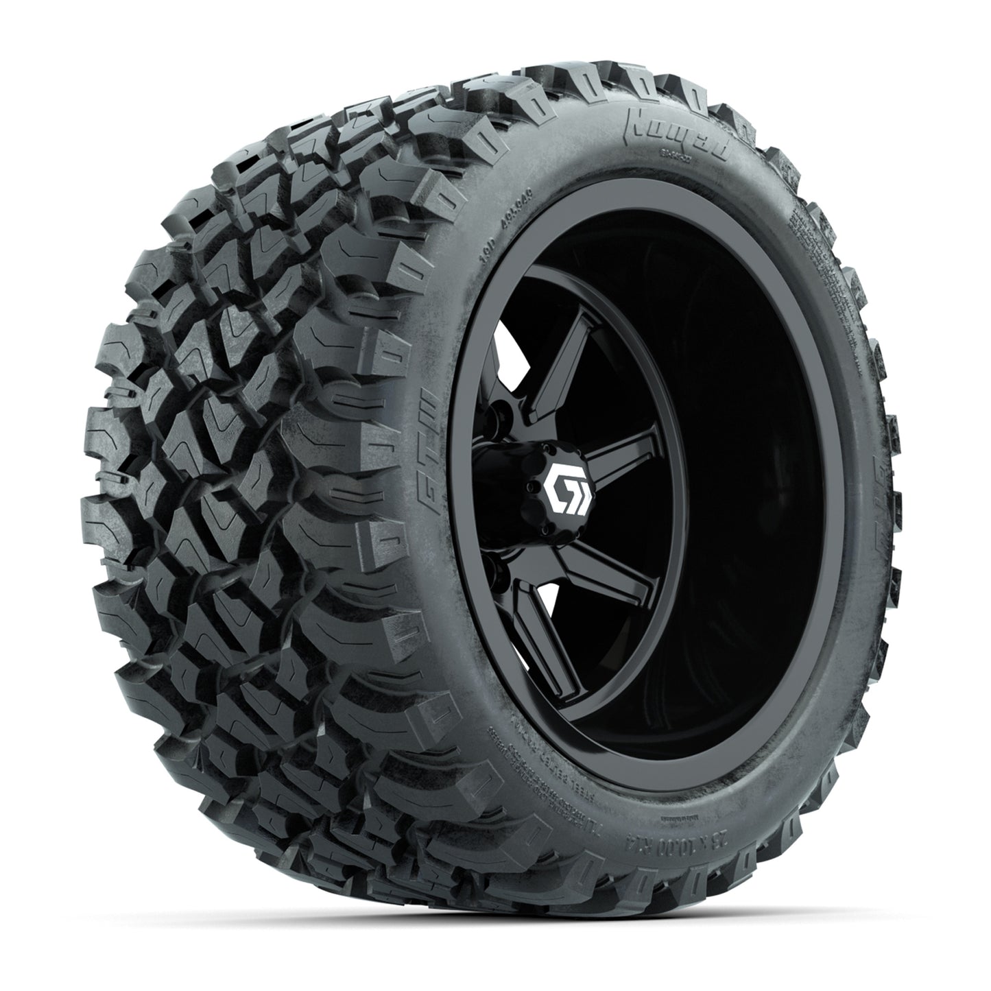 GTW Reaper Gloss Black 14" Golf Cart Wheels & 23X10-R14 Nomad Steel Belted Radial A/T Tires – Set of 4