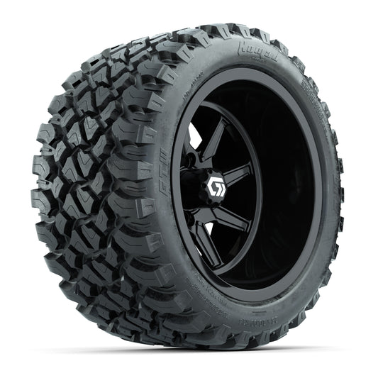 GTW Reaper Gloss Black 14" Golf Cart Wheels & 23X10-R14 Nomad Steel Belted Radial A/T Tires – Set of 4