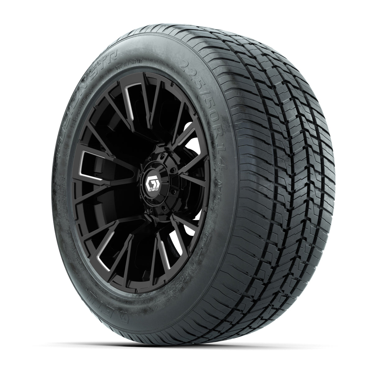 GTW Vandal Matte Black/Machined 14" Wheel & 225/50-R14 Fusion STR Street Tire Package