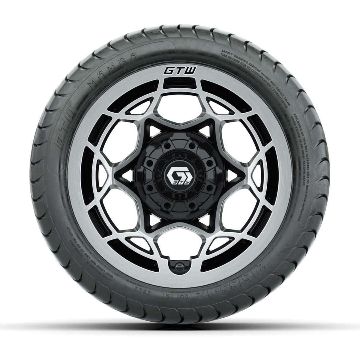 GTW® Nexus Gloss Black 12 in Wheels with 215/35-12 Mamba Street Tires Full Set