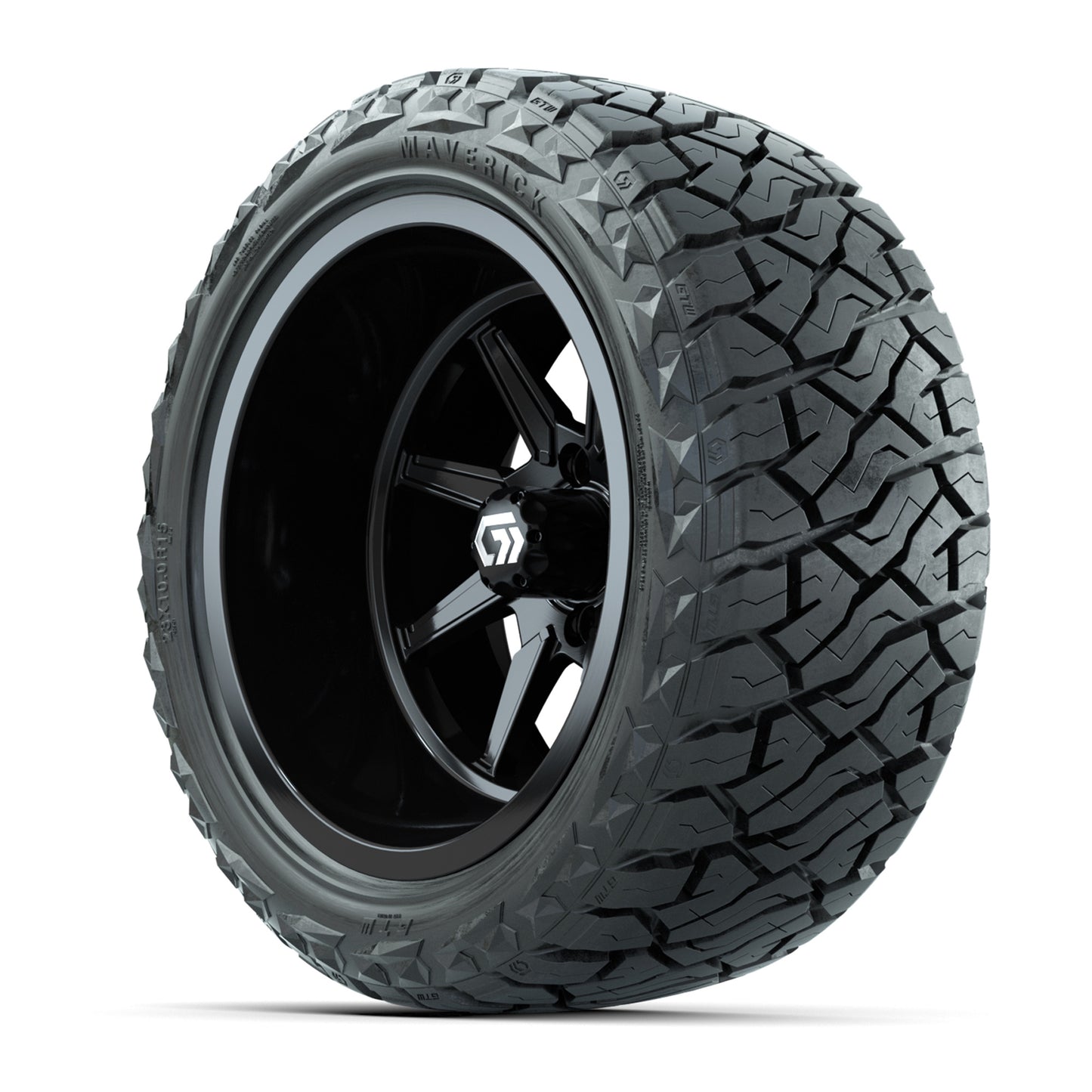 GTW Reaper Gloss Black 15" Deep Dish Wheels with 23X10-R15 Maverick Steel Belted Radial All-Terrain Tires - Full Set