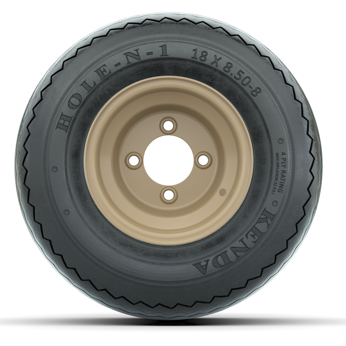 Set of (4) 8" Stone Steel Wheels with 18x8.5-8 Kenda Hole-N-1 Tires
