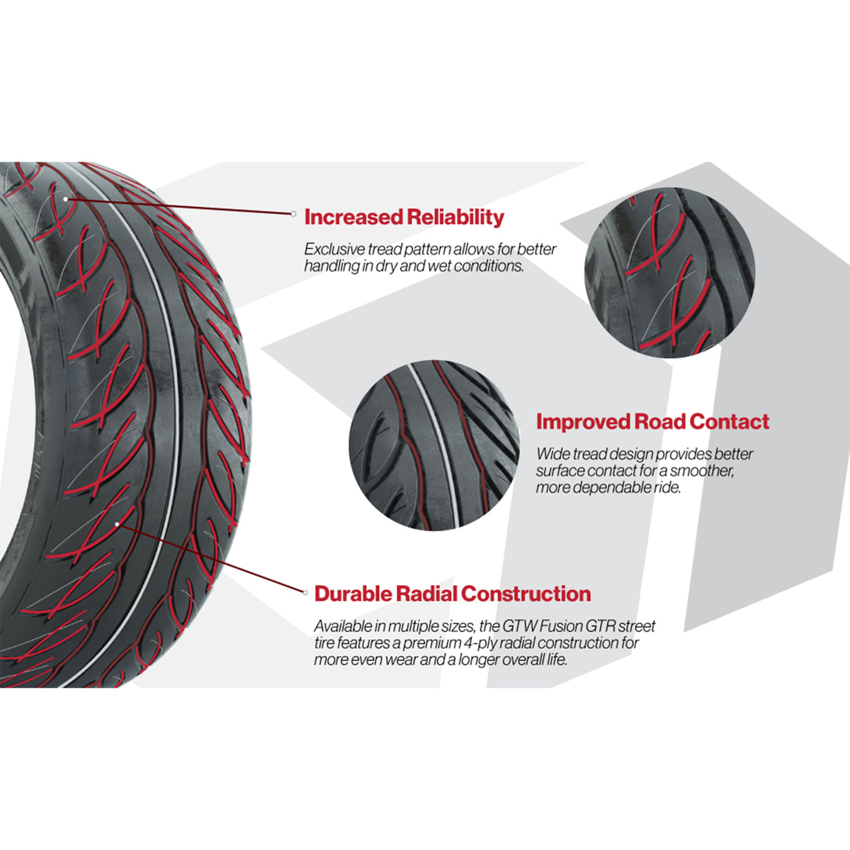 GTW Fusion GTR 255/55-R12 Steel Belted Radial Street Tire