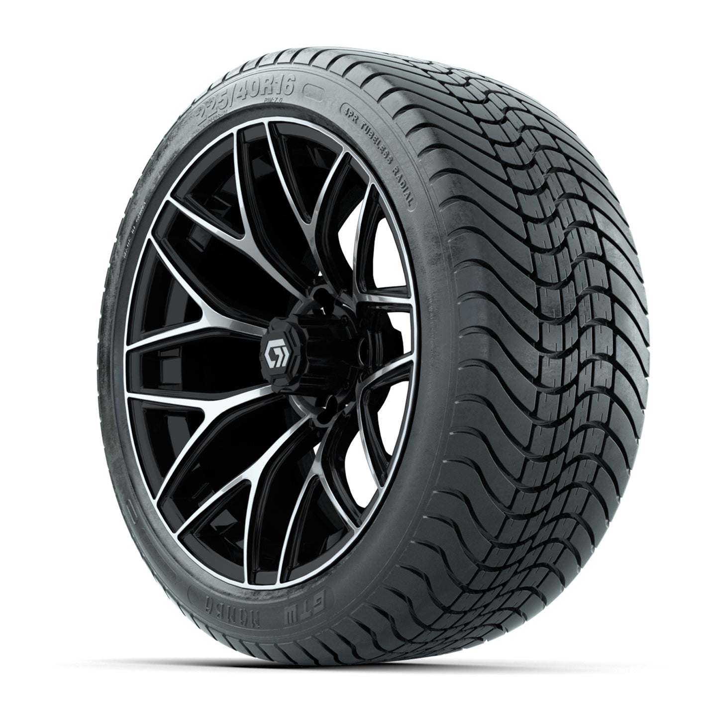 GTW® Monaco Black/Machined 16" Wheels with 225/40-R16 Mamba Street Tires - Full Set