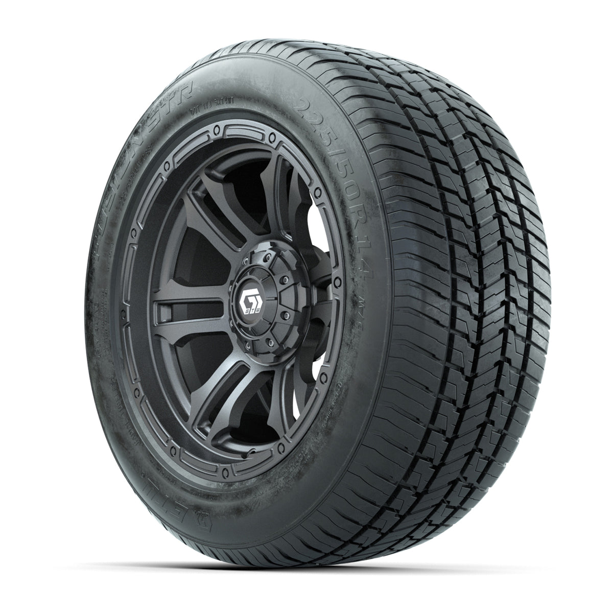 GTW® Shogun Gloss Gunmetal 14" Wheels with 255/50-R14 Fusion STR DOT Approved Street Tires - Full Set