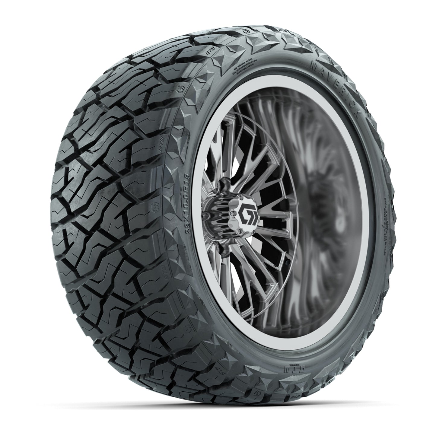 GTW Viper Chrome 15" Deep Dish Wheels with 23X10-R15 Maverick Steel Belted Radial All-Terrain Tires - Full Set