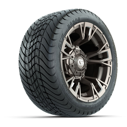 GTW® Vandal Satin Bronze/Machined 12 in Wheels with 215/35-12 Mamba Street Tires Full Set