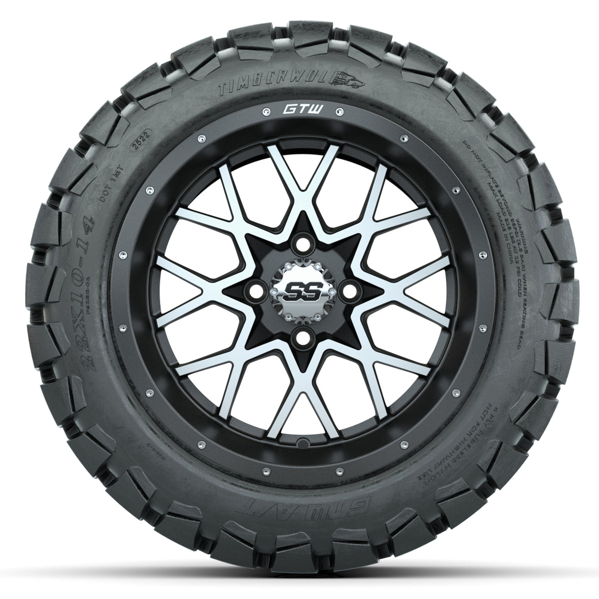 Set of (4) 14" GTW Vortex Wheels (Grey) w/22x10-14 GTW Timberwolf All-Terrain Tires