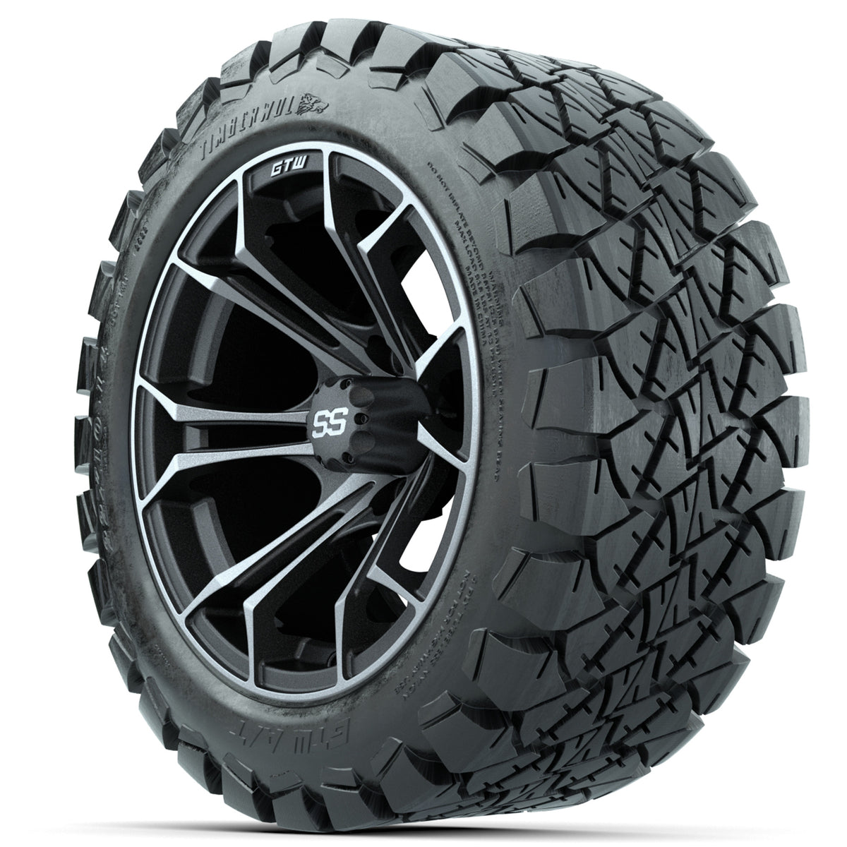 GTW Spyder Matte Grey 14 in Wheels with 22x10-14 GTW Timberwolf All-Terrain Tires Full Set