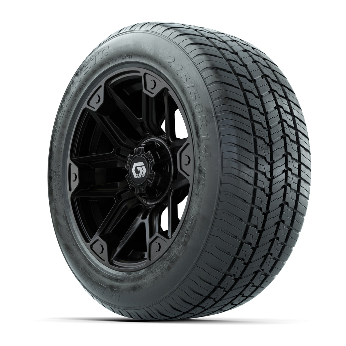 GTW® Graffiti Gloss Black 14" Wheels with 255/50-R14 Fusion STR DOT Approved Street Tires - Full Set