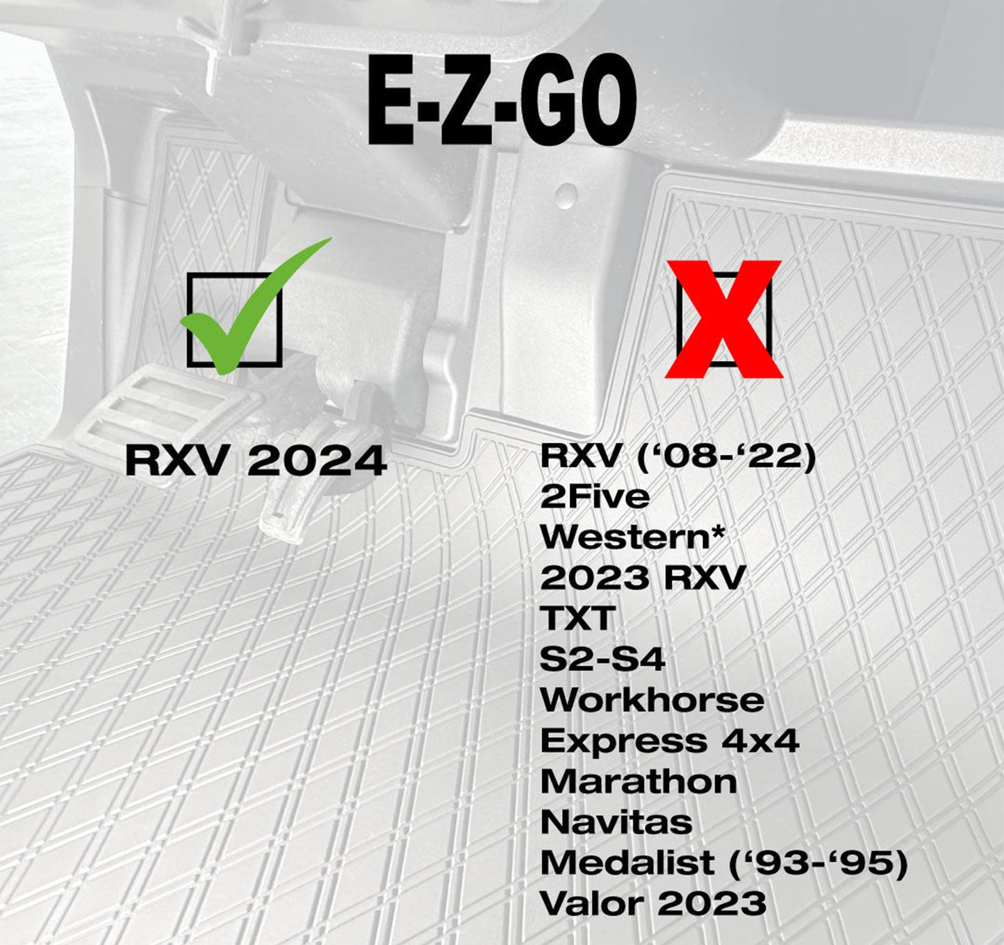 Xtreme Floor Mats for EZGO RXV 2024-Up - Black/Gray