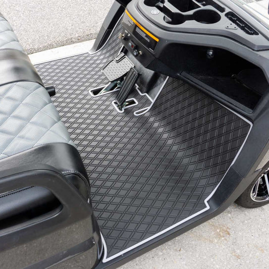 Xtreme Mats Full-Coverage Golf Cart Floor Mat | Yamaha Drive2 QuieTech EFI (2017+) / UMAX Rally – Black/Gray