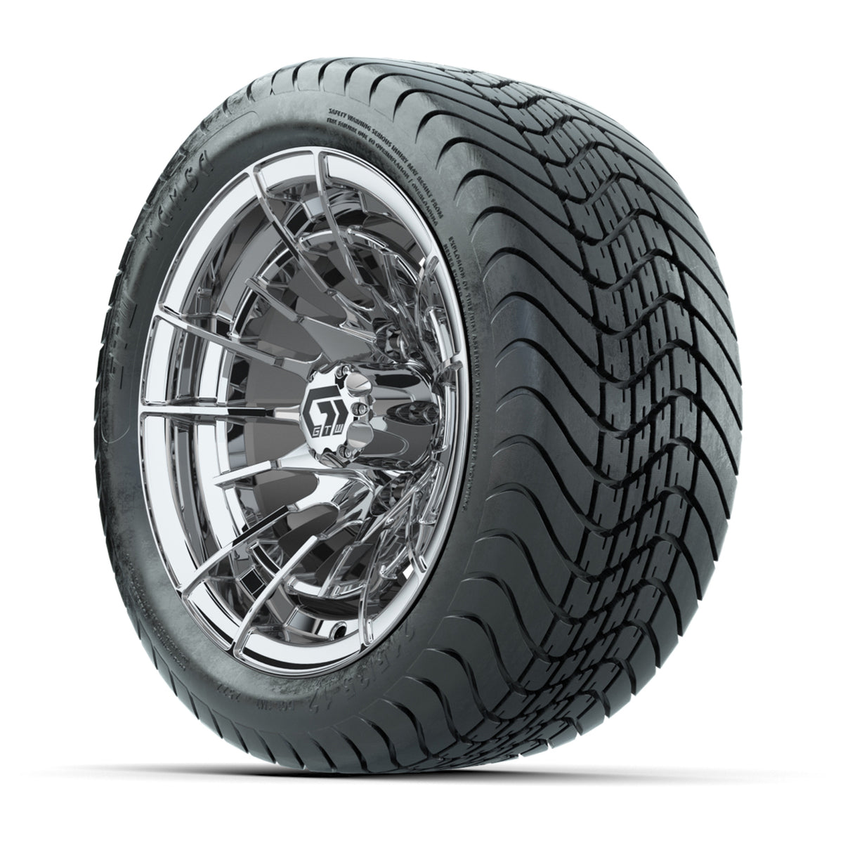 GTW® Boost Chrome 12 in Wheels with 215/35-12 Mamba Street Tires Full Set