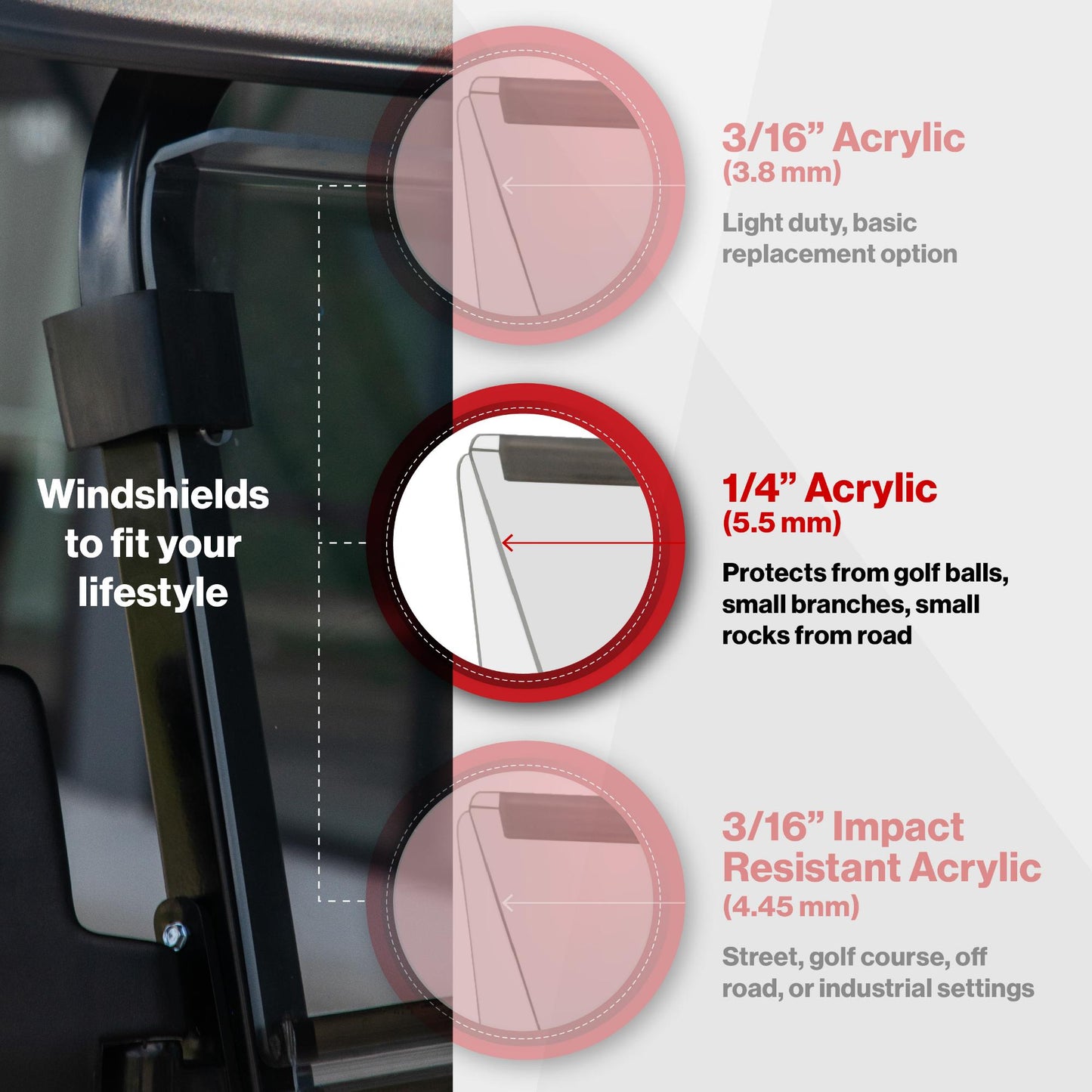 RedDot Denago Rover XL Clear Vented Folding Windshield | 1/4" Acrylic