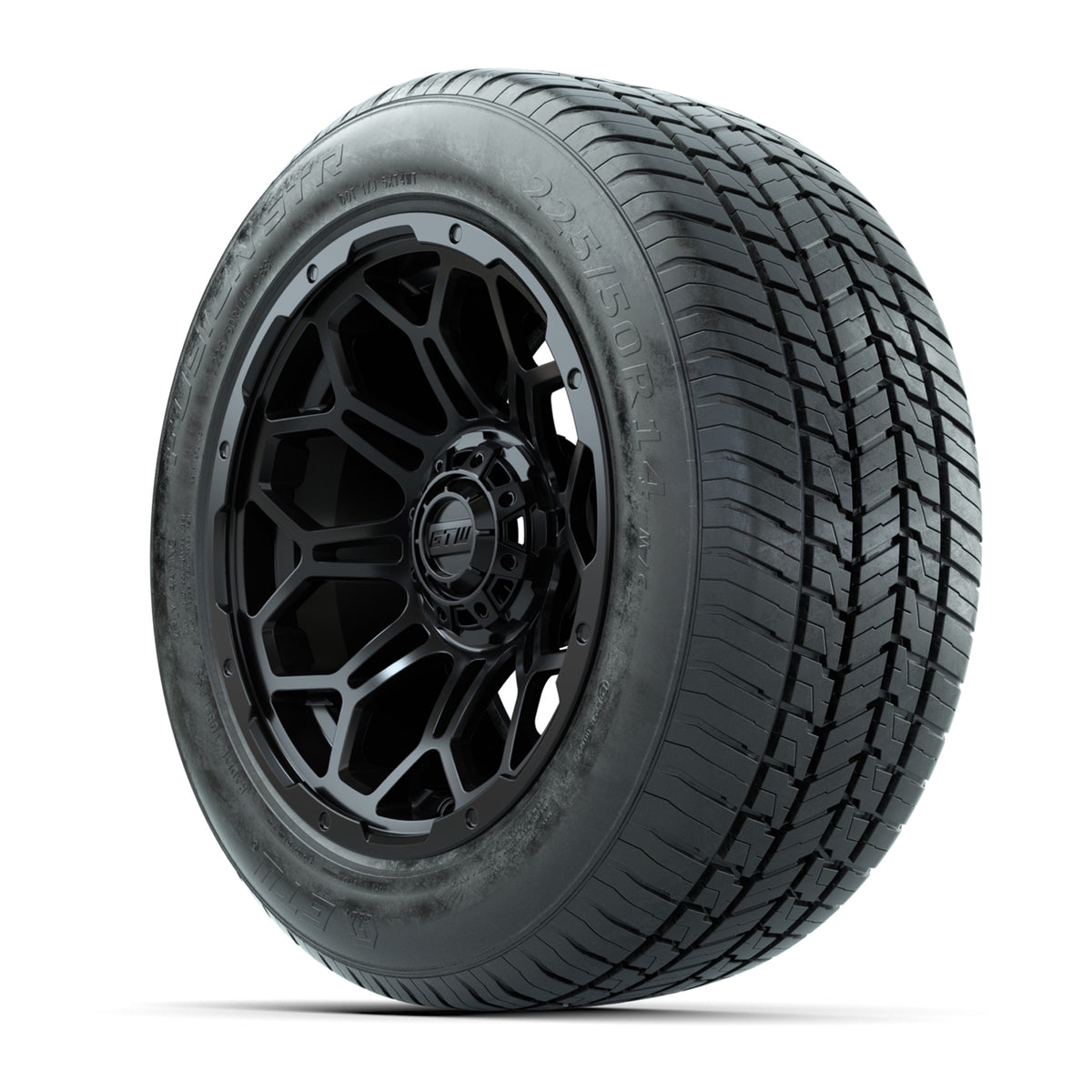 GTW® Bravo Matte Black 14" Wheels with 255/50-R14 Fusion STR DOT Approved Street Tires - Full Set