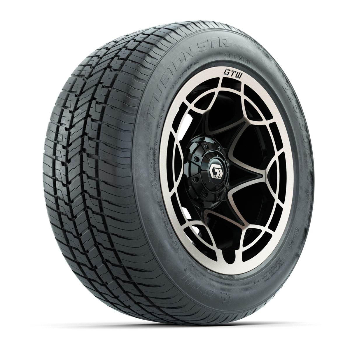GTW® Nexus Gloss Black and Satin Bronze 14" Wheels with 255/50-R14 Fusion STR DOT Approved Street Tires - Full Set