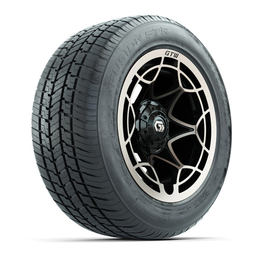 GTW® Nexus Gloss Black and Satin Bronze 14" Wheels with 255/50-R14 Fusion STR DOT Approved Street Tires - Full Set