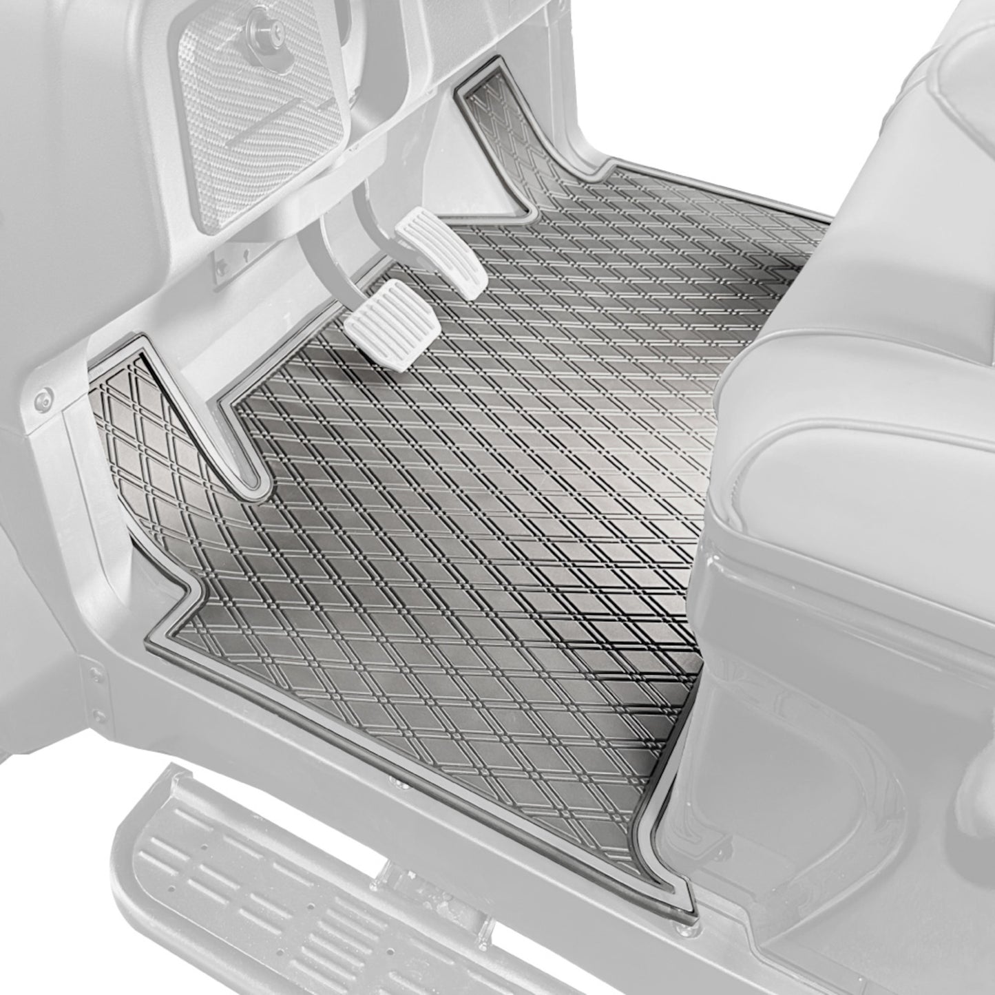 Xtreme Mats Full-Coverage Golf Cart Floor Mat | Denago Rover 4F – Black/Gray 2-Piece Set