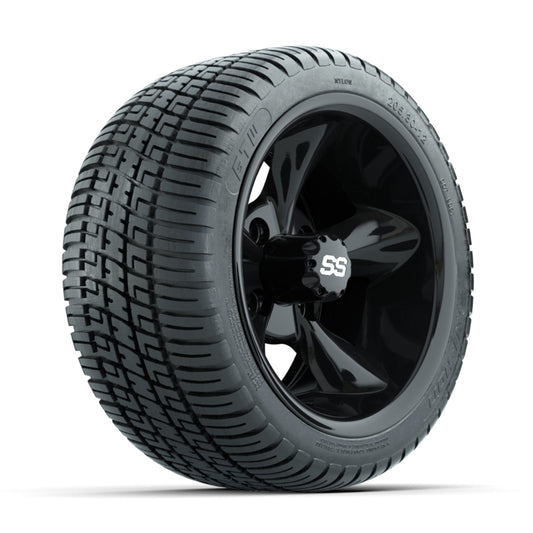 GTW Godfather Black 12 in Wheels with 205/30-12 Fusion Street Tires Full Set