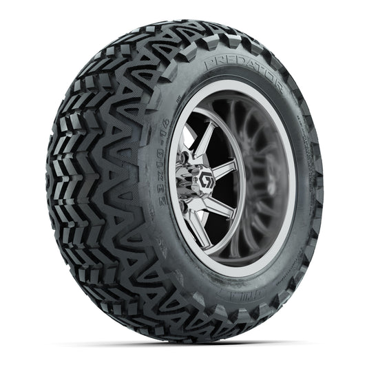 GTW Reaper Chrome 14" Golf Cart Wheels & 23X10-14 Predator A/T Tires – Set of 4