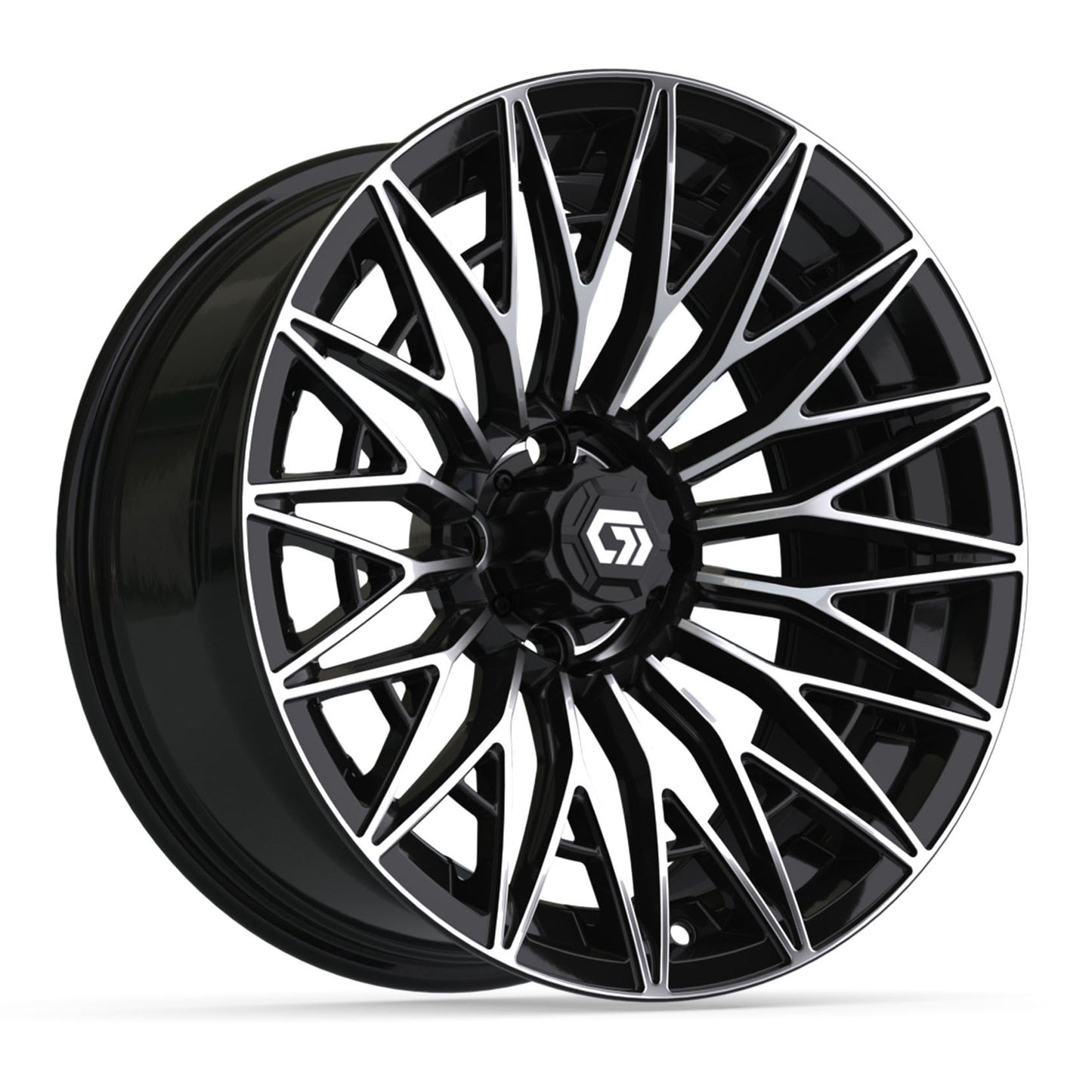 GTW® Blur Black & Machined 16" Golf Cart Wheel - Single