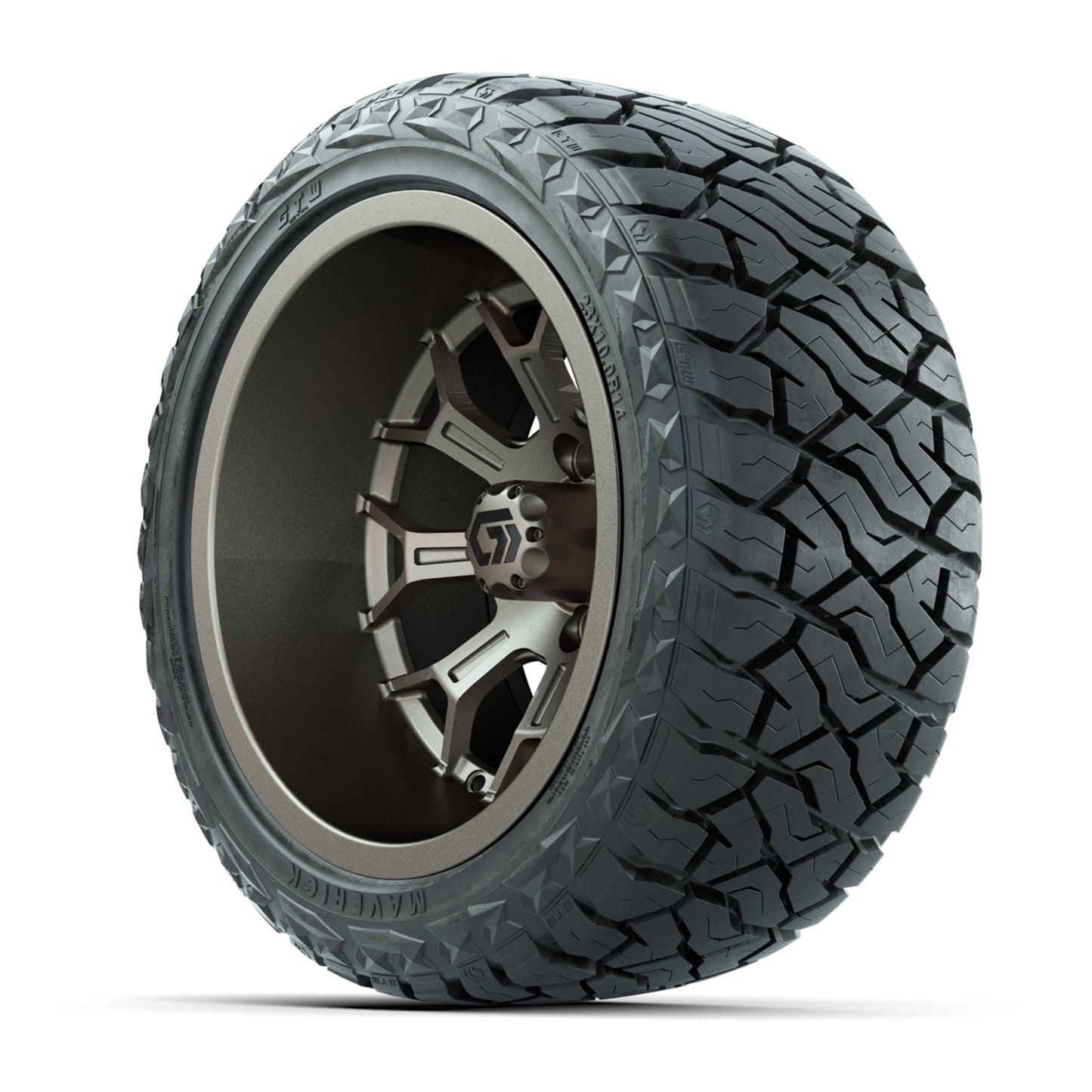 GTW® Assault Matte Bronze 14" Wheels with 23X10-R14 Maverick Steel Belted Radial All-Terrain Tires - Full Set