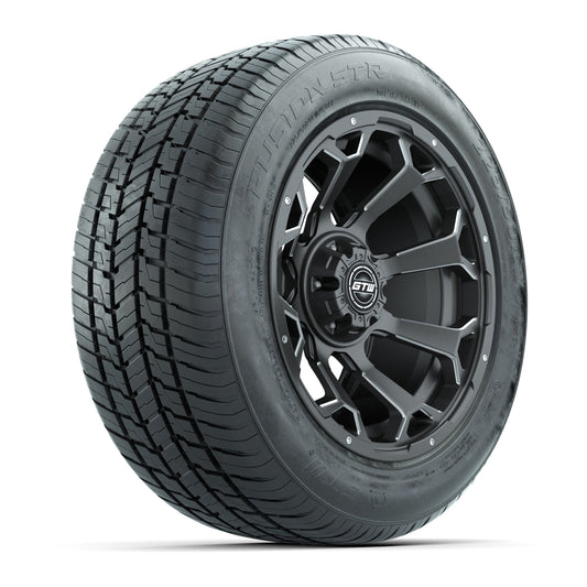 GTW® Raven Matte Gray 14" Wheels with 255/50-R14 Fusion STR DOT Approved Street Tires - Full Set