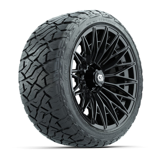 GTW 16" BLUR Gloss Black Golf Cart Wheels & 225/40R16 Maverick All-Terrain Tires