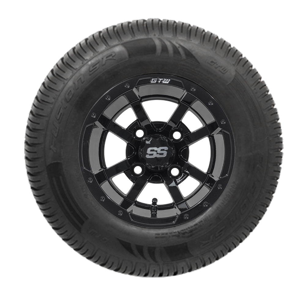 GTW Storm Trooper 10" Gloss Black Wheels with 20" Fusion DOT Street Tires — Set of 4