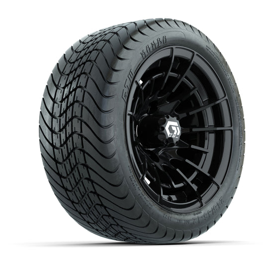 GTW® Boost Gloss Black 12 in Wheels with 215/35-12 Mamba Street Tires Full Set