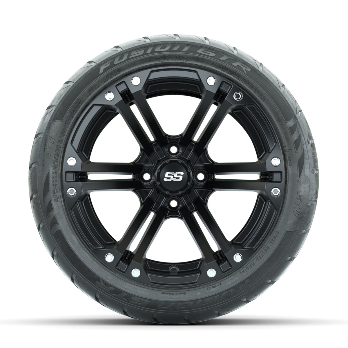 GTW Specter Matte Black 14 in Wheels with 225/40-R14 Fusion GTR Street Tires Full Set