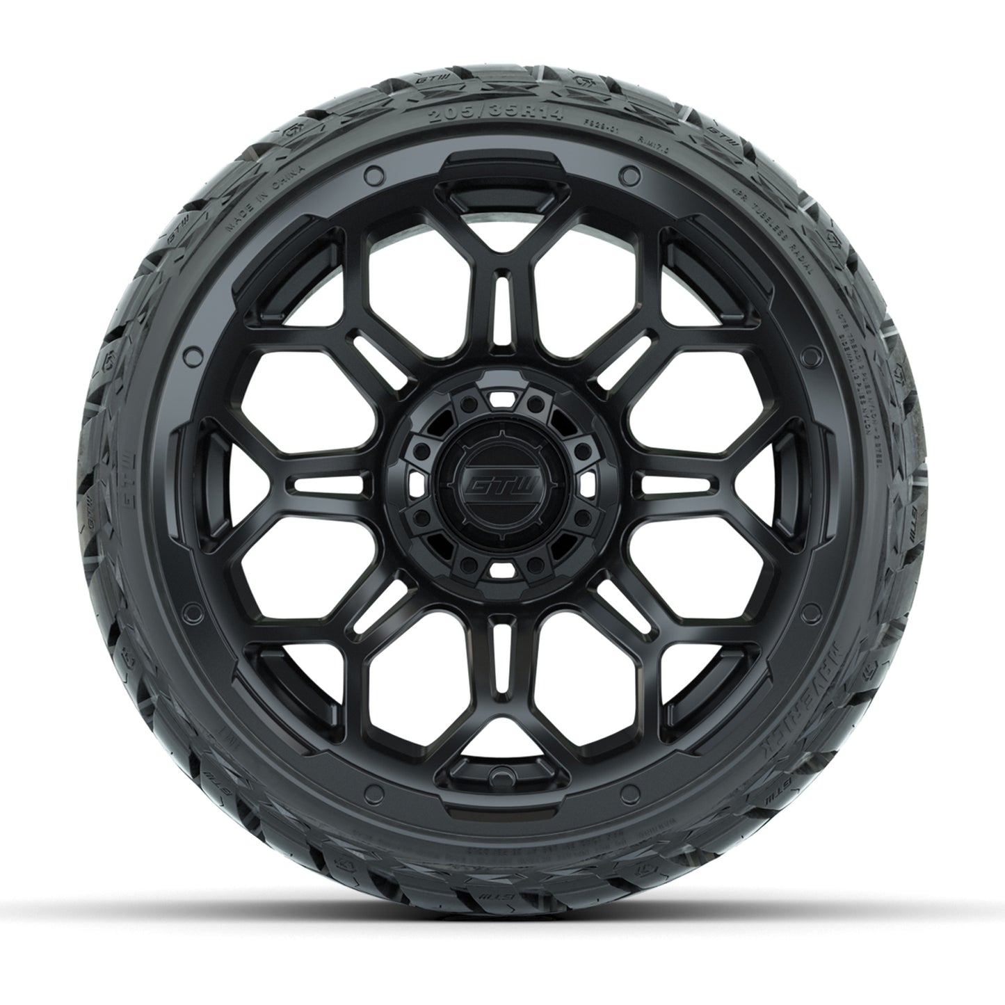 GTW Bravo Matte Black 14" Wheels with 205/35-R14 Maverick Low-Profile All-Terrain Tires – Full Set