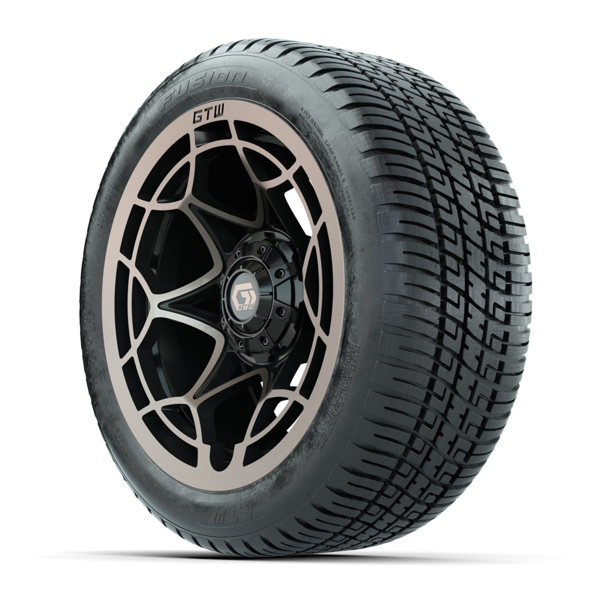 GTW® Nexus Gloss Black/Bronze 14 in Wheels with 205/30-14 Fusion Street Tires Full Set