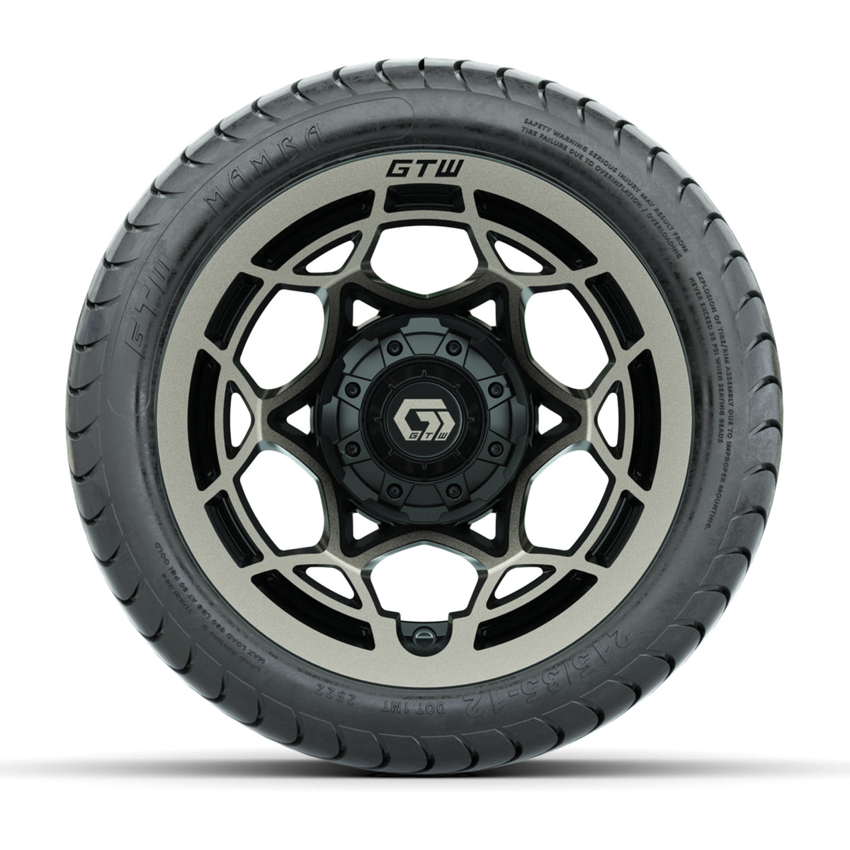 GTW Nexus Gloss Black/Satin Bronze 12 in Wheels with 215/35-12 Mamba Street Tires Full Set