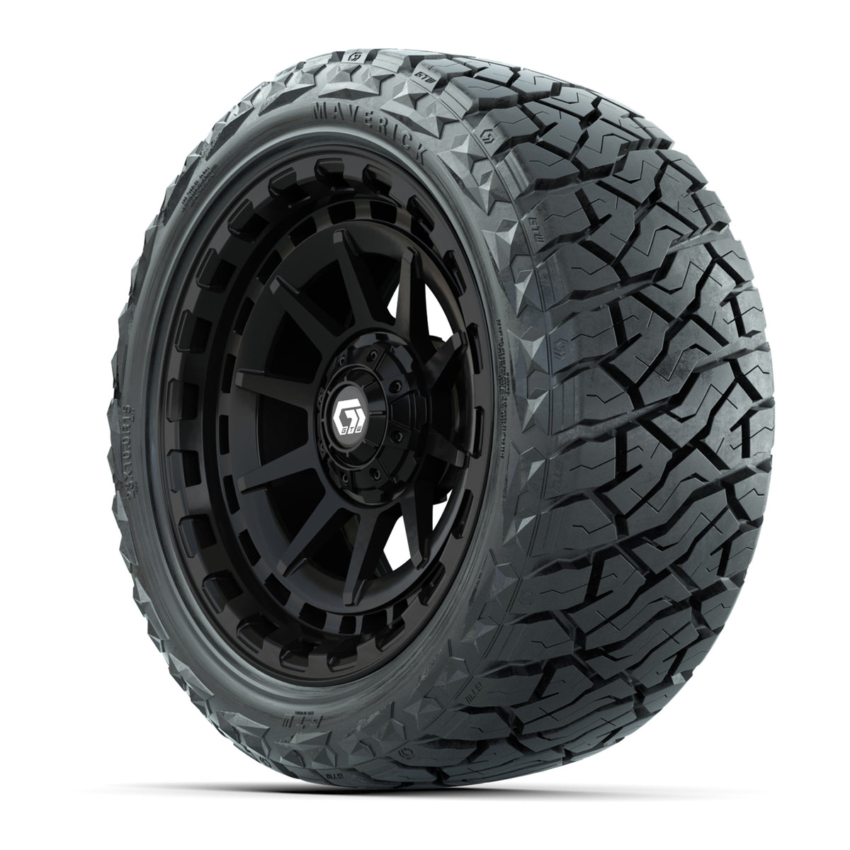 GTW Barricade Gloss Black 15 in Wheels with 23x10.00-R15 Maverick All-Terrain Tires – Full Set
