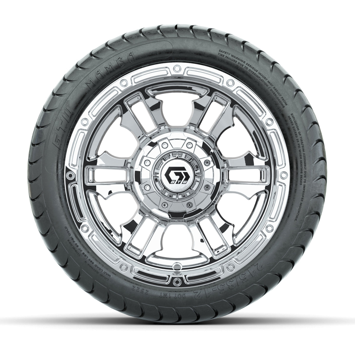 GTW® Shogun Chrome 12 in Wheels with 215/35-12 Mamba Street Tires Full Set