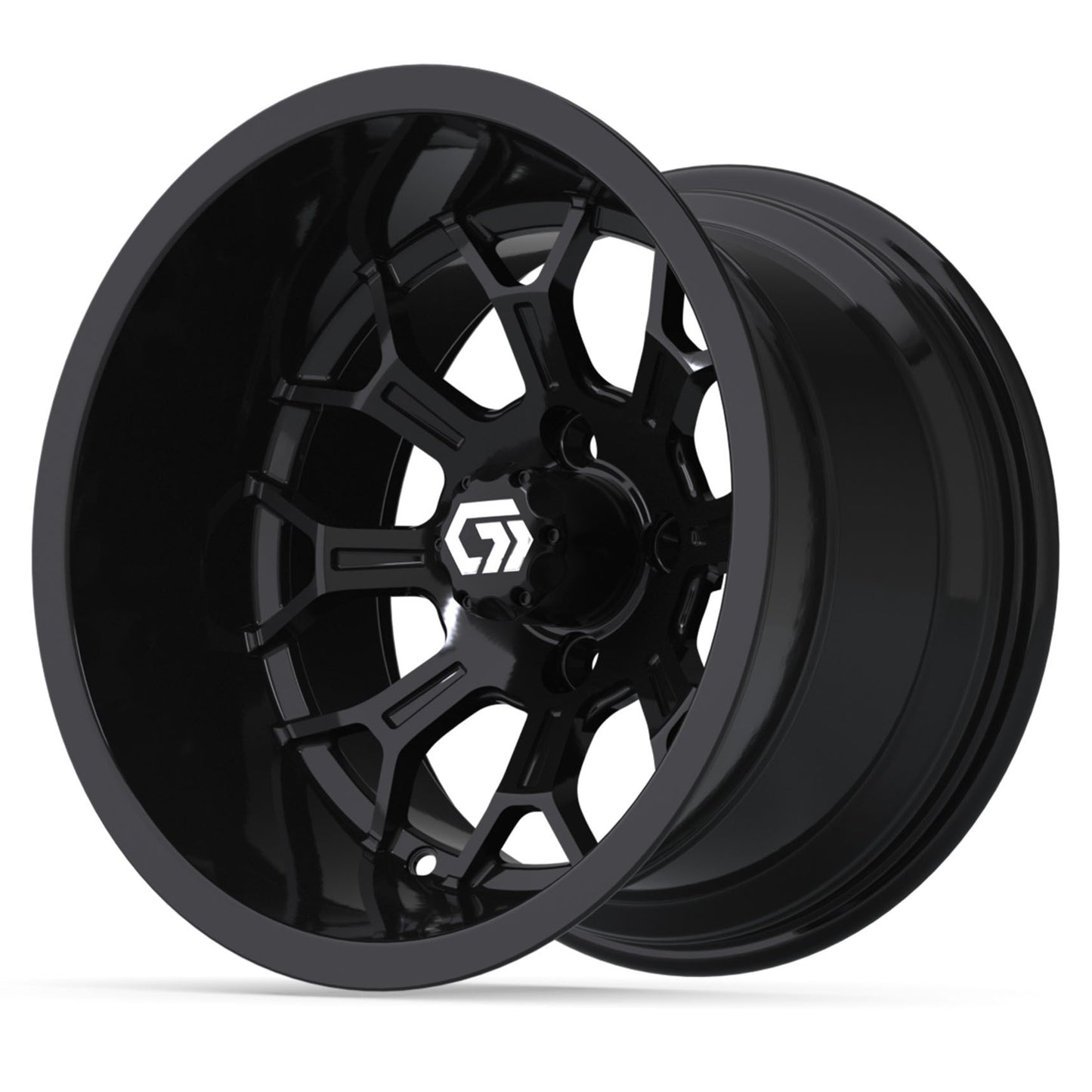 GTW Assault Gloss Black 14" Golf Cart Wheel | Deep Dish