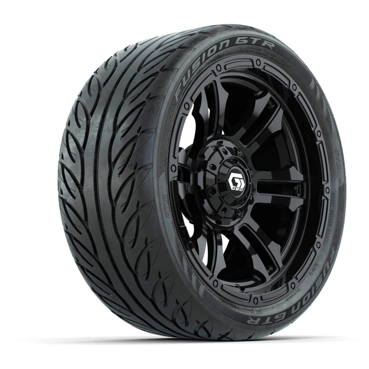 GTW® Shogun Gloss Black 14 in Wheels with 205/40-R14 Fusion GTR Steel Belted Street Tires Full Set