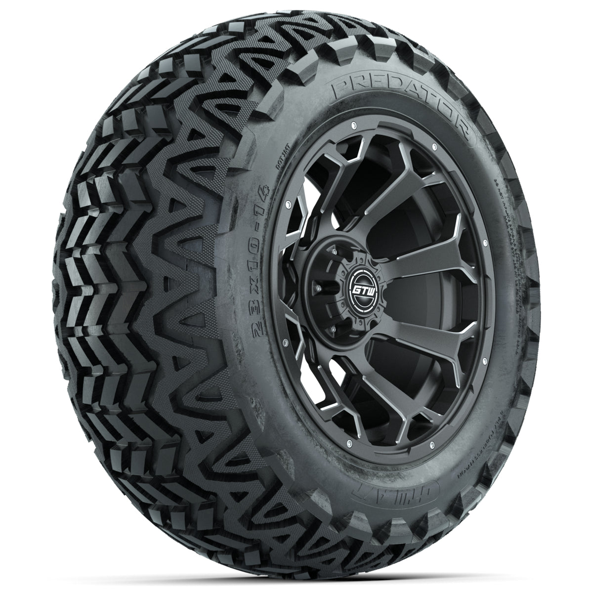 Set of (4) 14" GTW Raven Wheels with 23x10-14 GTW Predator All-Terrain Tires