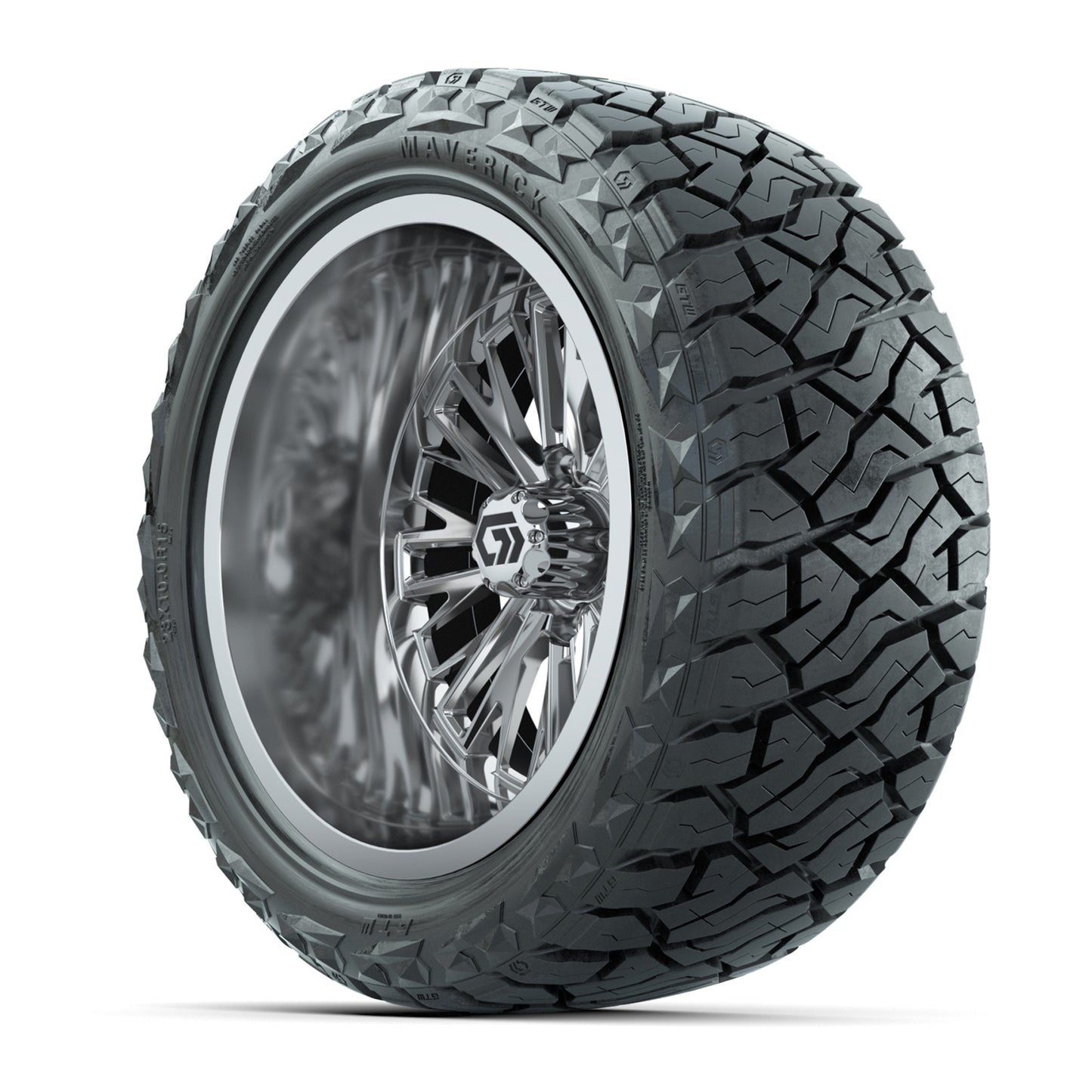 GTW Viper Chrome 15" Deep Dish Wheels with 23X10-R15 Maverick Steel Belted Radial All-Terrain Tires - Full Set