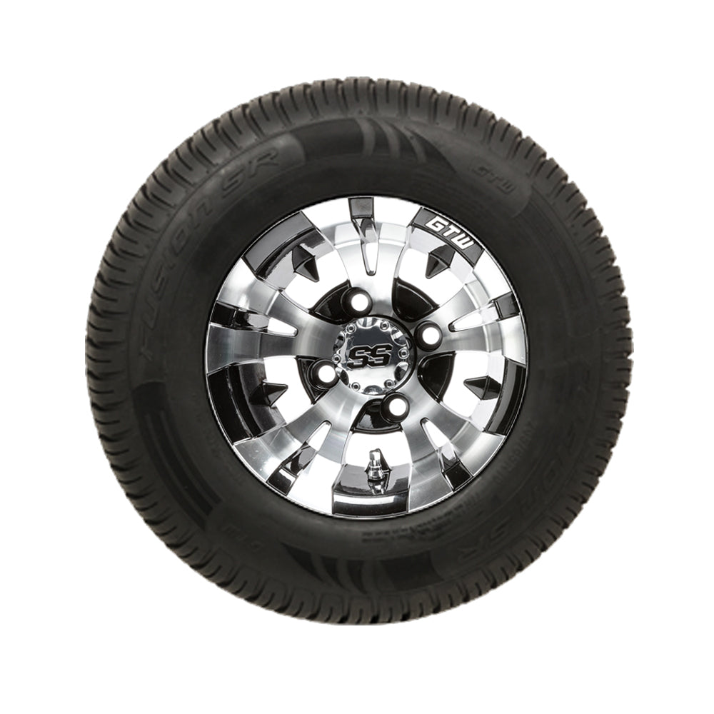 GTW Vampire 10" Black & Machined Wheels with 20" Fusion DOT Street Tires — Set of 4