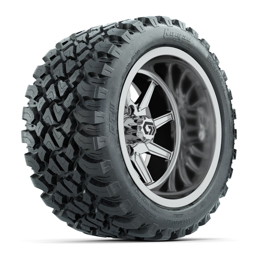 GTW Reaper Chrome 14" Golf Cart Wheels & 23X10-R14 Nomad Steel Belted Radial A/T Tires – Set of 4